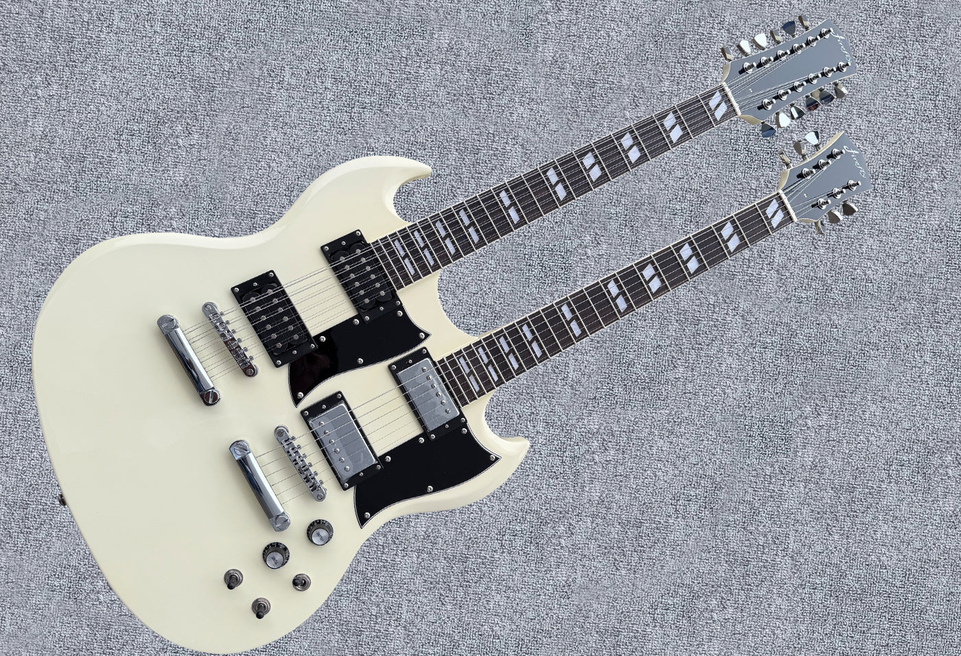 Firefly Double Necks 12 Strings +6 Strings FFLGS Electric Guitar With Hardcase (OffWhite Color)