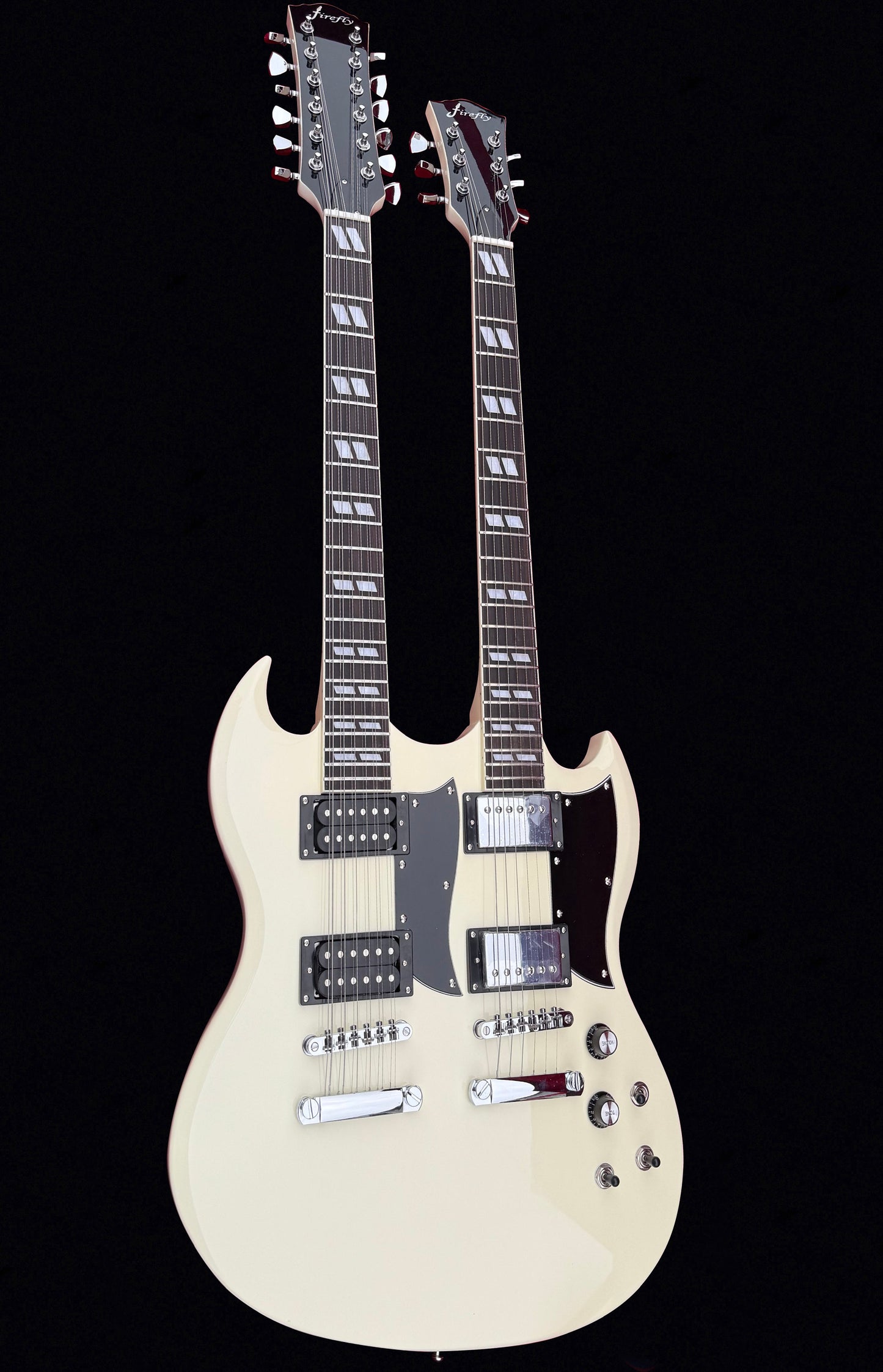 Firefly Double Necks 12 Strings +6 Strings FFLGS Electric Guitar With Hardcase (OffWhite Color)
