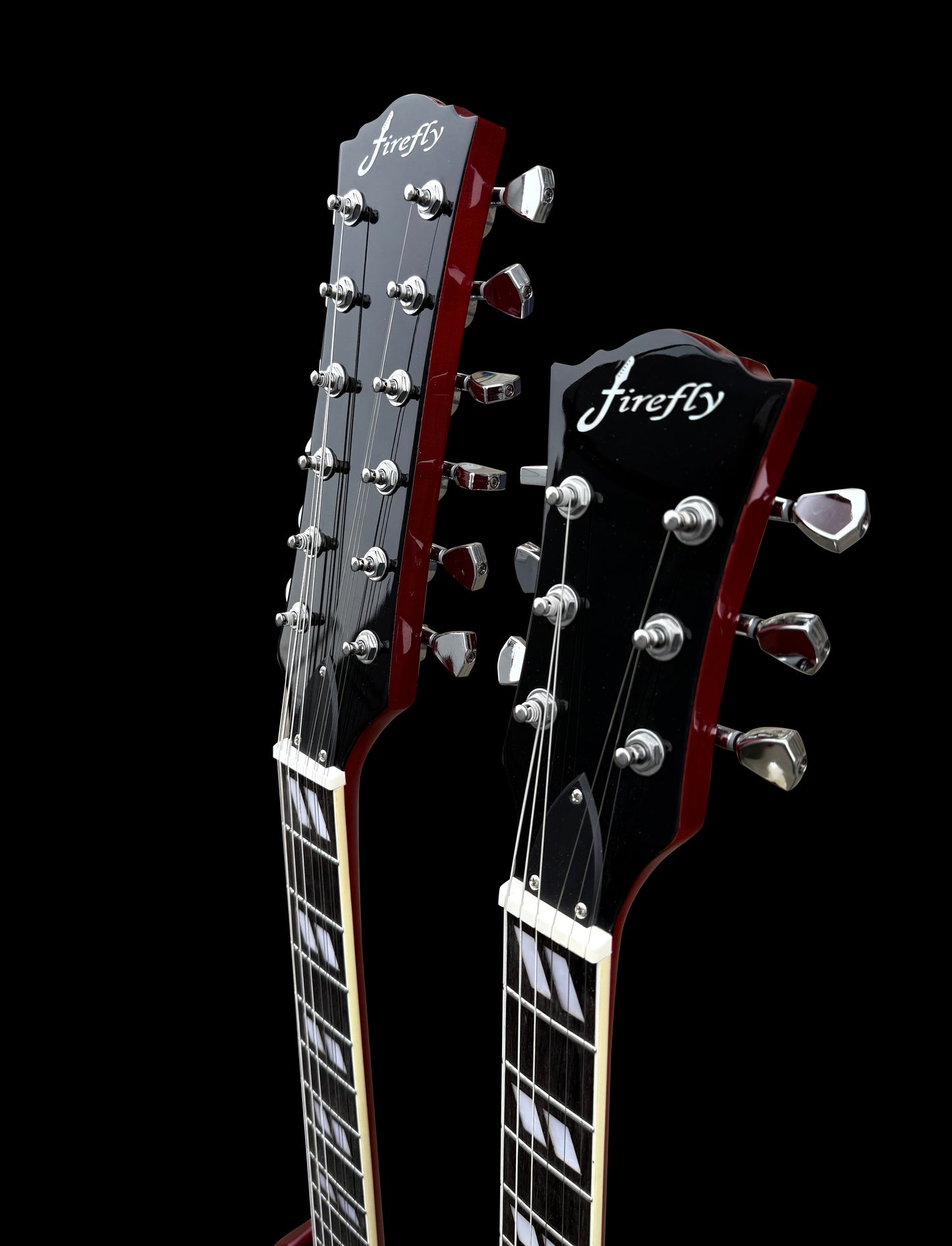 Firefly Double Necks 12 Strings +6 Strings FFLGS Electric Guitar With a Hardcase (Transparent Red Color)