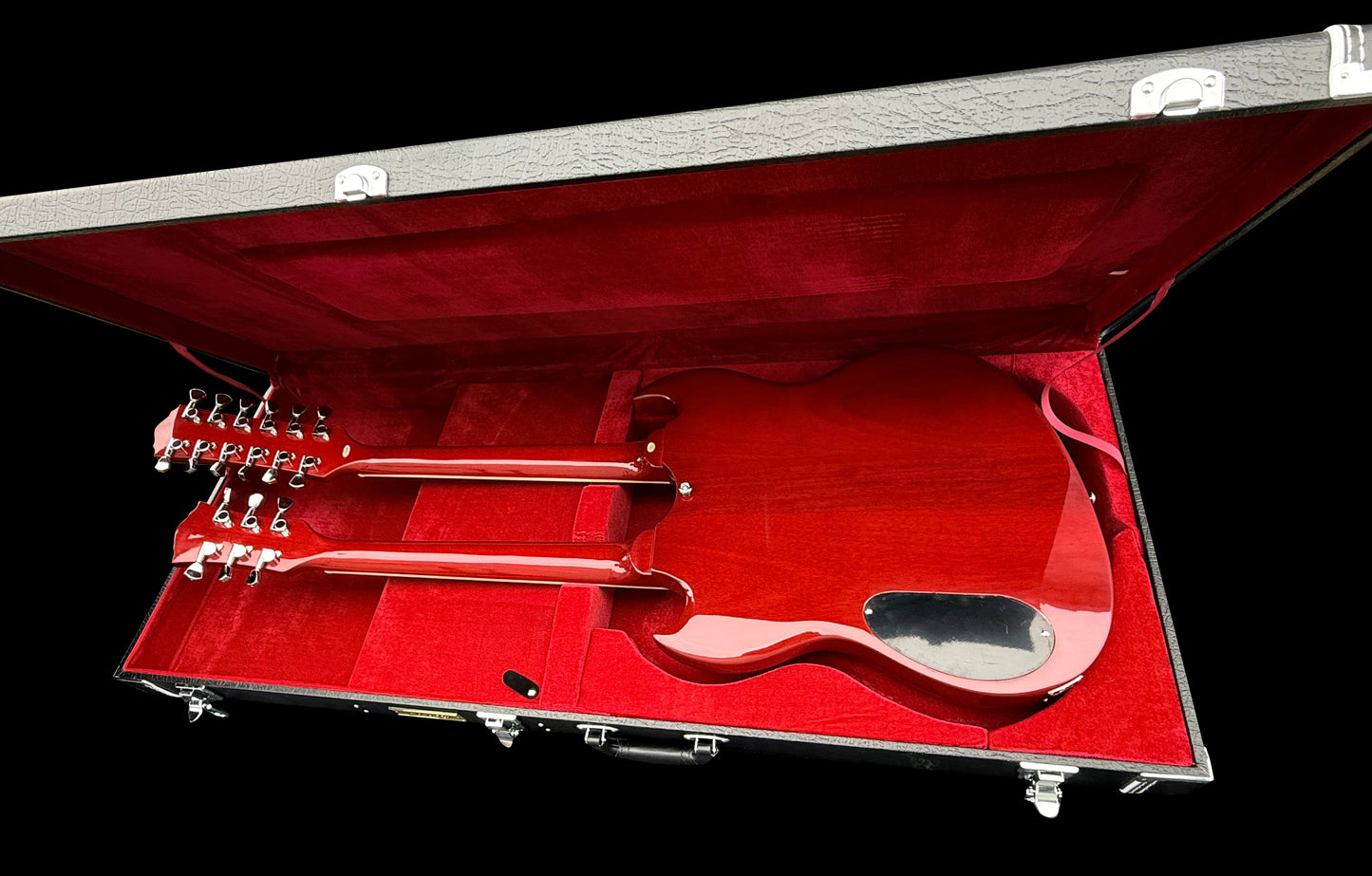 Firefly Double Necks 12 Strings +6 Strings FFLGS Electric Guitar With a Hardcase (Transparent Red Color)