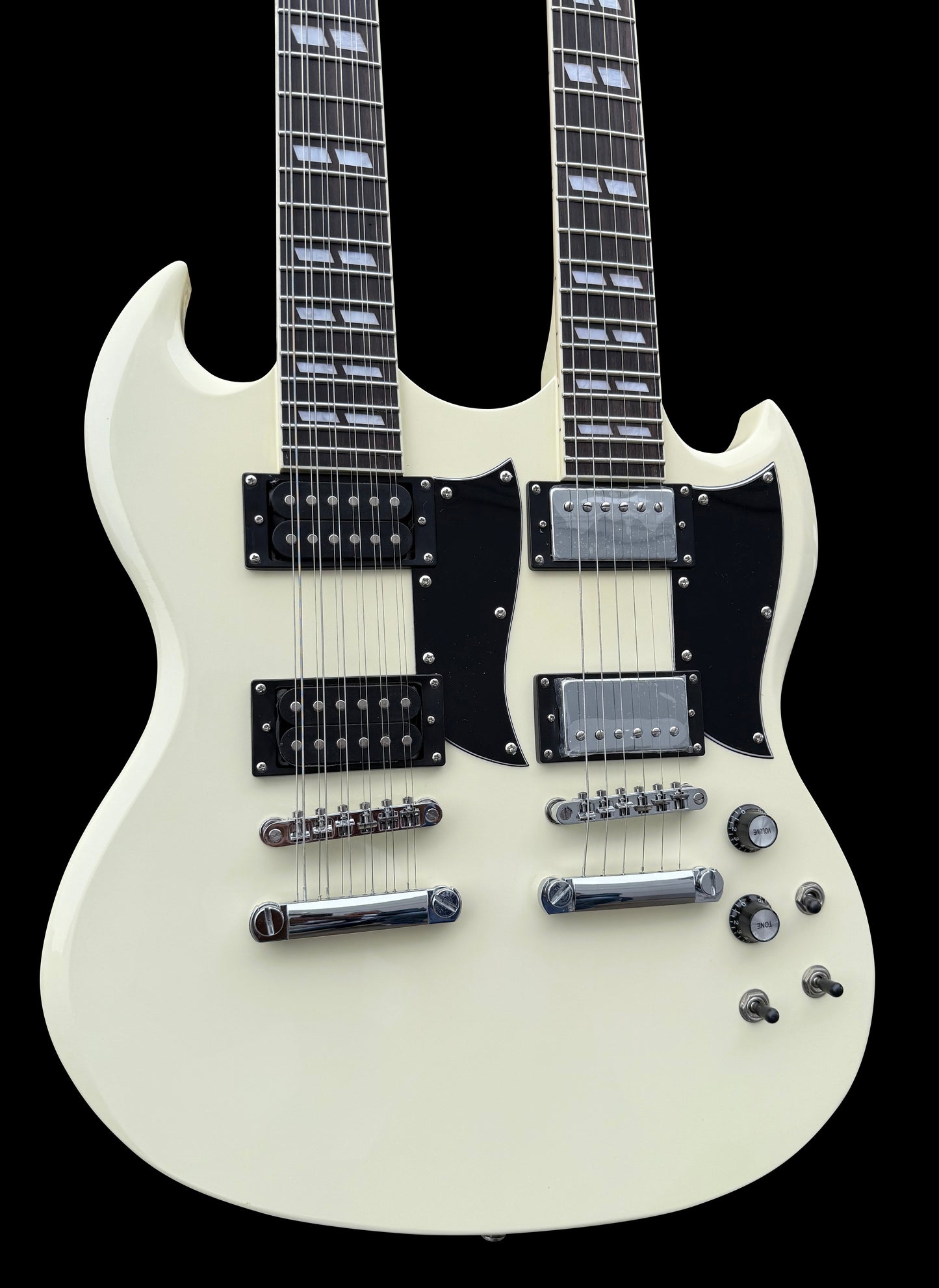 Firefly Double Necks 12 Strings +6 Strings FFLGS Electric Guitar With Hardcase (OffWhite Color)
