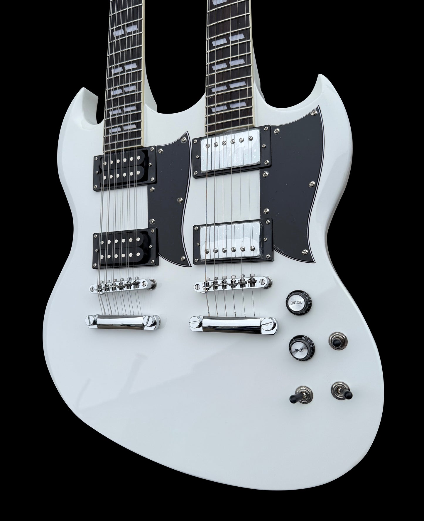 Firefly Double Necks 12 Strings +6 Strings FFLGS Electric Guitar With Hardcase(White Color)