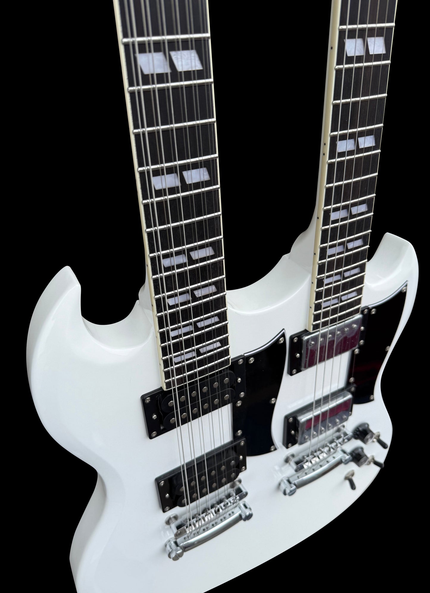 Firefly Double Necks 12 Strings +6 Strings FFLGS Electric Guitar With Hardcase(White Color)