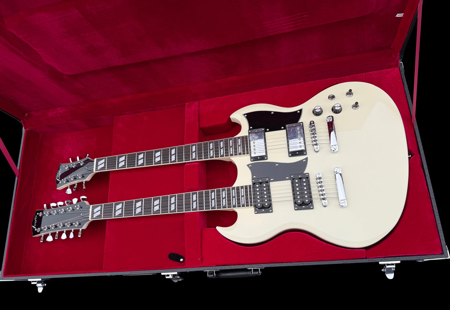 Firefly Double Necks 12 Strings +6 Strings FFLGS Electric Guitar With Hardcase(White Color)