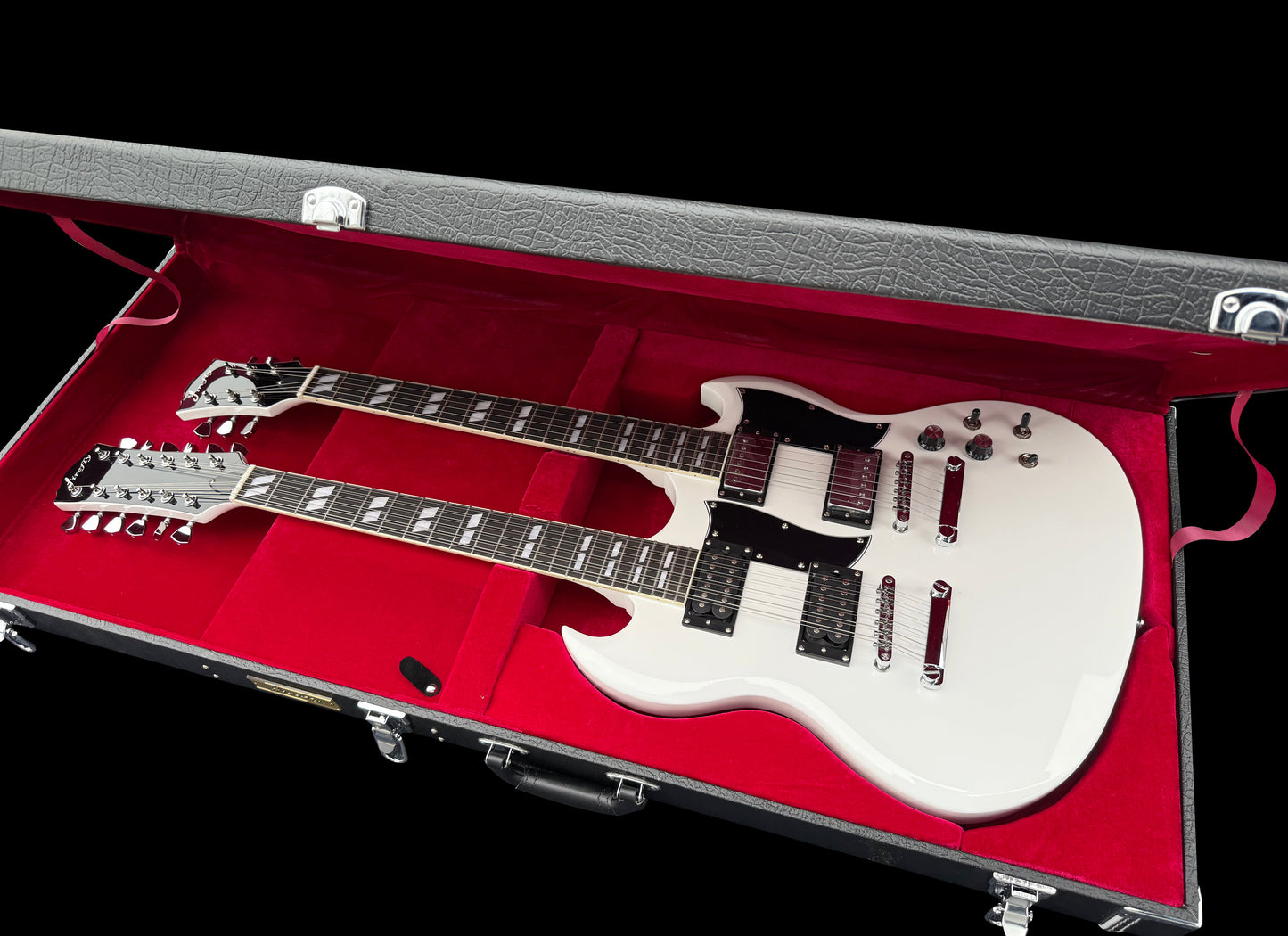 Firefly Double Necks 12 Strings +6 Strings FFLGS Electric Guitar With Hardcase(White Color)
