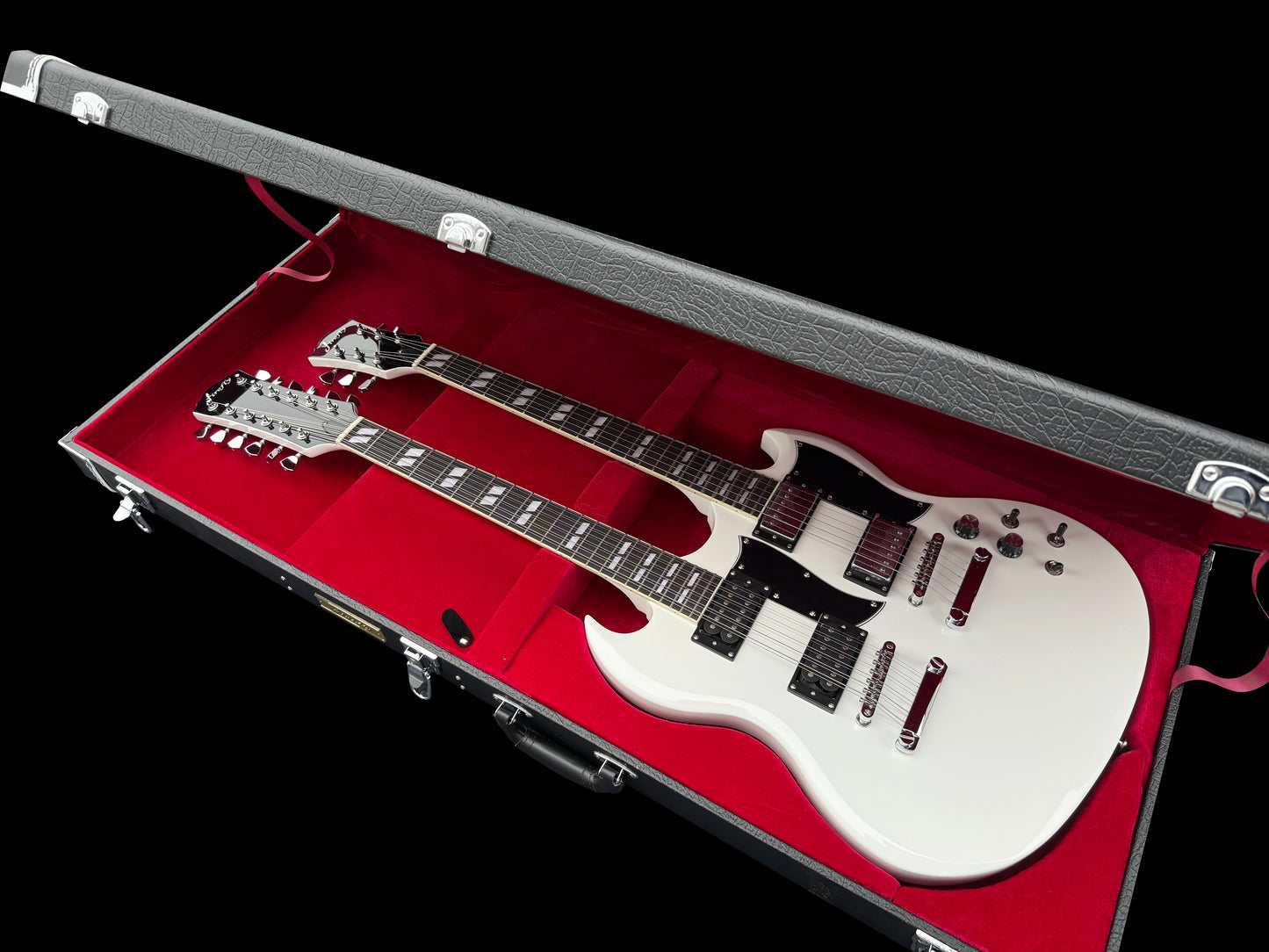 Firefly Double Necks 12 Strings +6 Strings FFLGS Electric Guitar With Hardcase(White Color)