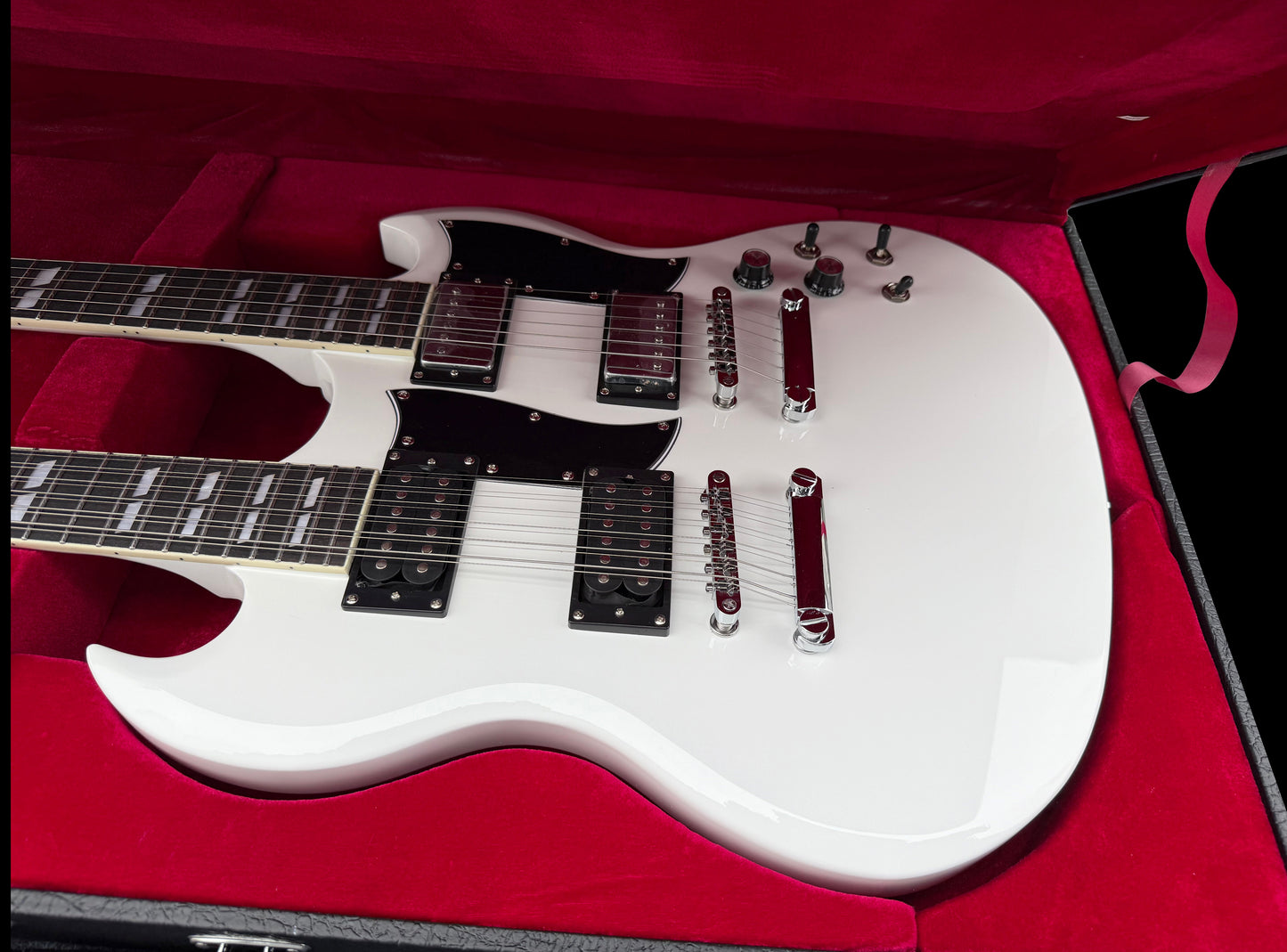 Firefly Double Necks 12 Strings +6 Strings FFLGS Electric Guitar With Hardcase(White Color)